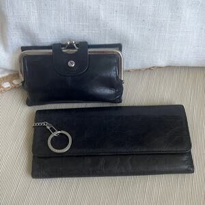 Y2K HOBO Alice Kisslock Wallet Set Black Leather | Clutch Organizer, Rare